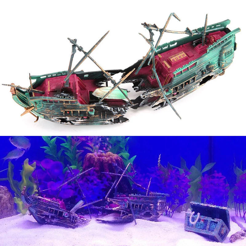 Air-Driven Shipwreck Aquarium Ornament – 24cm