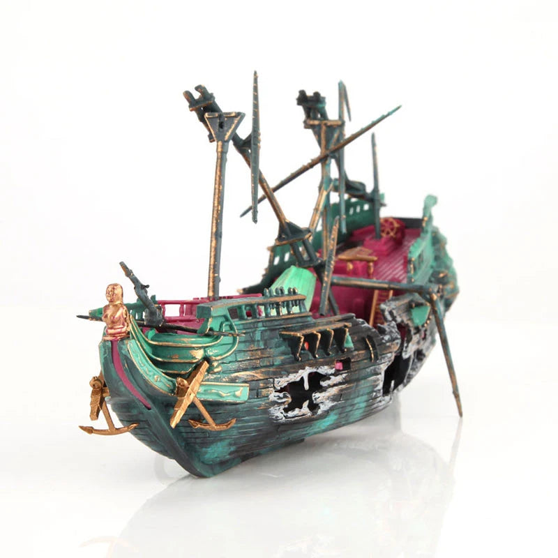 Air-Driven Shipwreck Aquarium Ornament – 24cm
