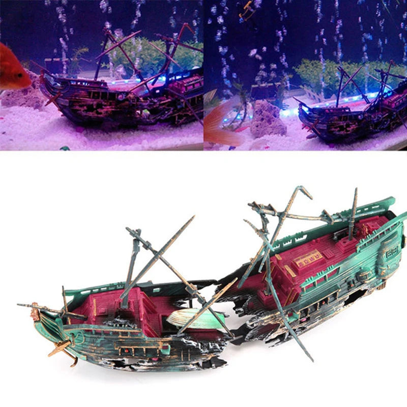 Air-Driven Shipwreck Aquarium Ornament – 24cm