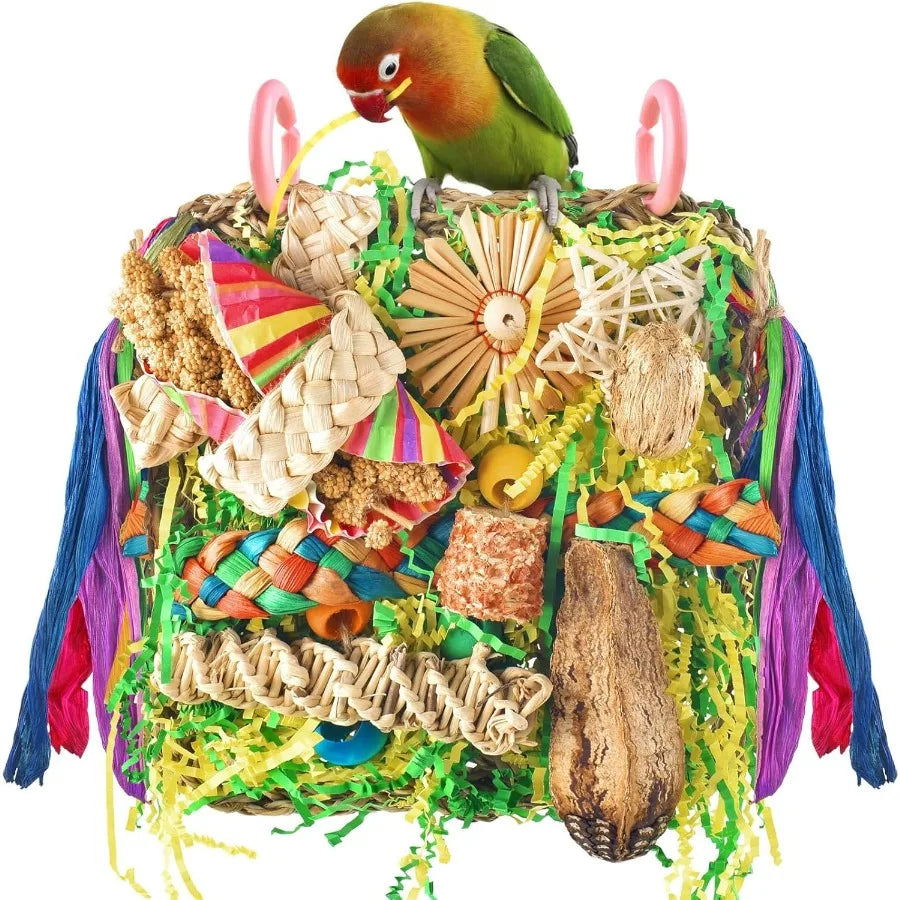 Natural Cotton Rope and Wood Bird Toy
