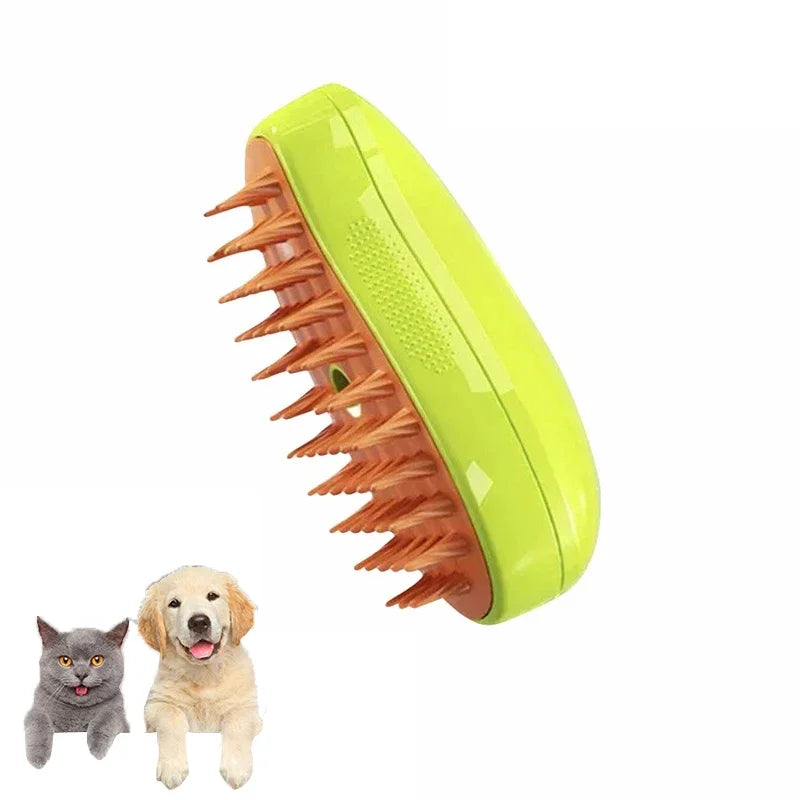 Electric Pet Steam Brush – 3-in-1 Grooming & Massage