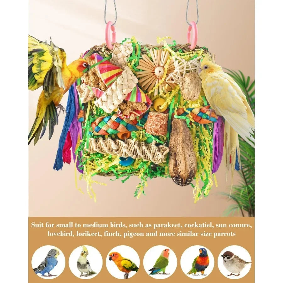 Natural Cotton Rope and Wood Bird Toy