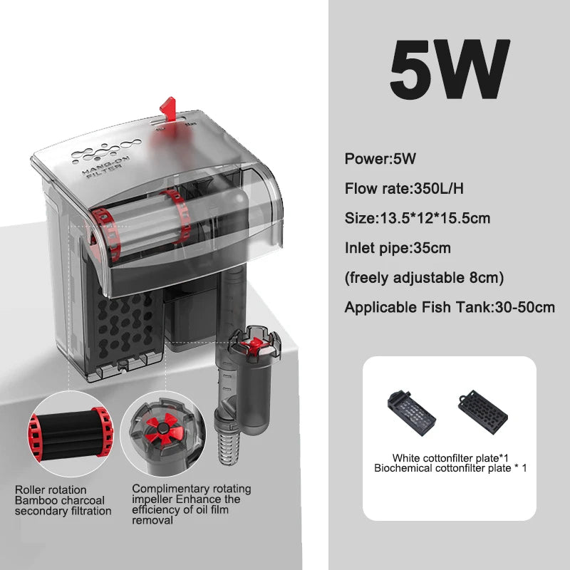 3-in-1 Hang-On Aquarium Filter