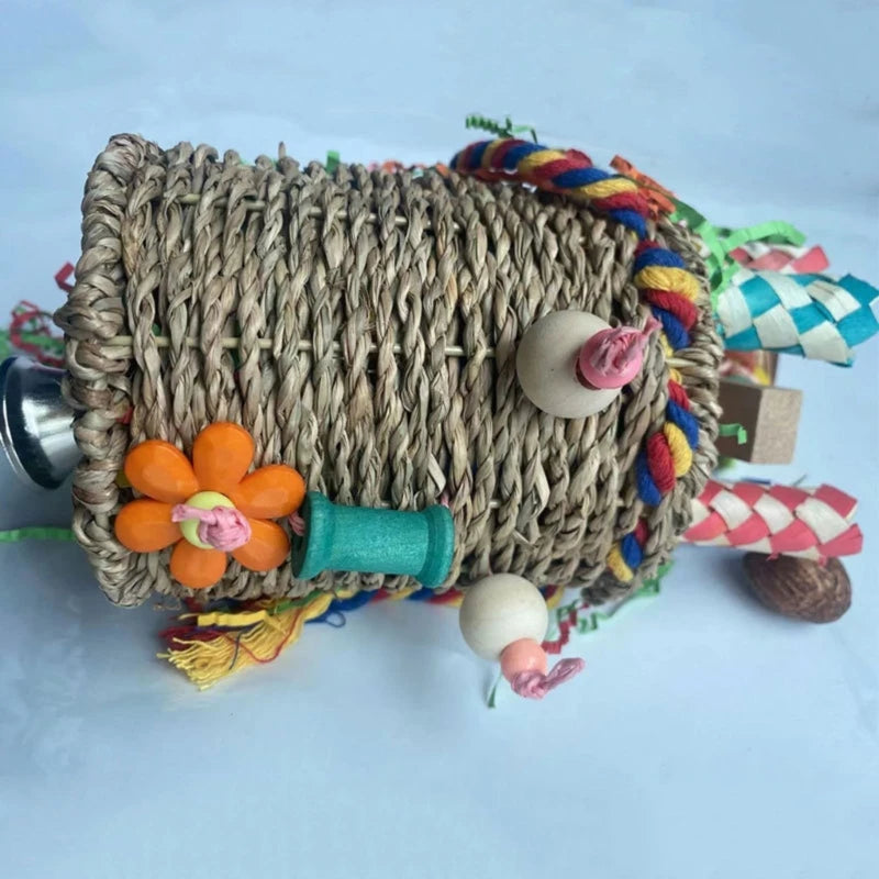 Hanging Seagrass Foraging Basket Toy for Birds