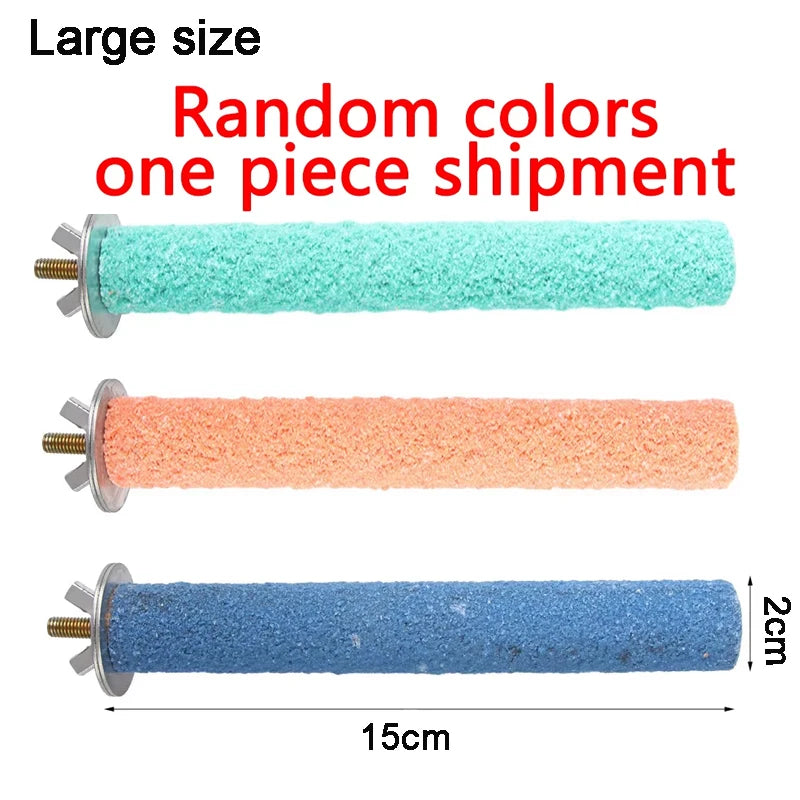 Wooden Bird Perch with Colored Quartz Sand