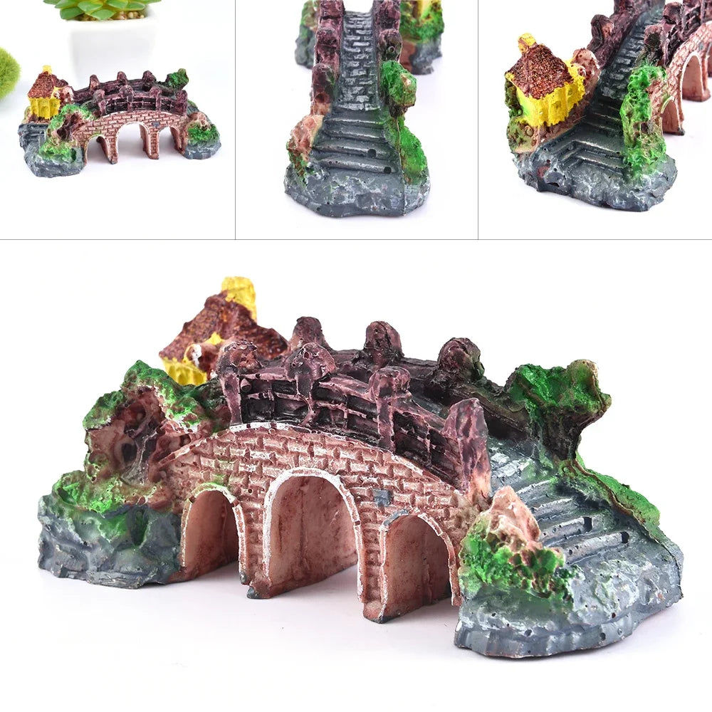 Resin Aquarium Bridge Decoration – Realistic Arch Design