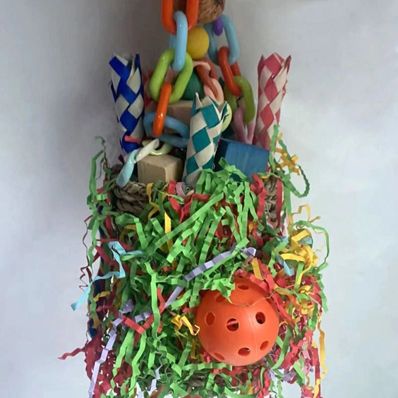 Hanging Seagrass Foraging Basket Toy for Birds