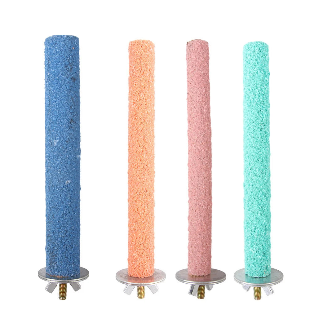 Wooden Bird Perch with Colored Quartz Sand