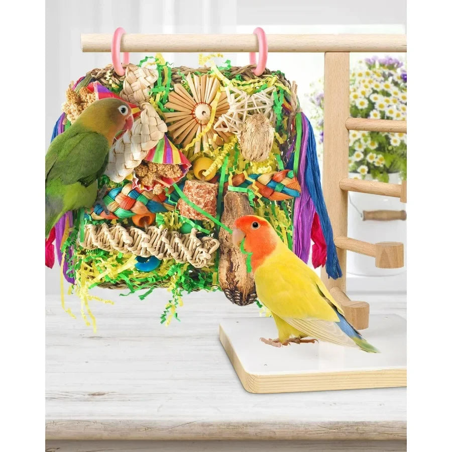 Natural Cotton Rope and Wood Bird Toy