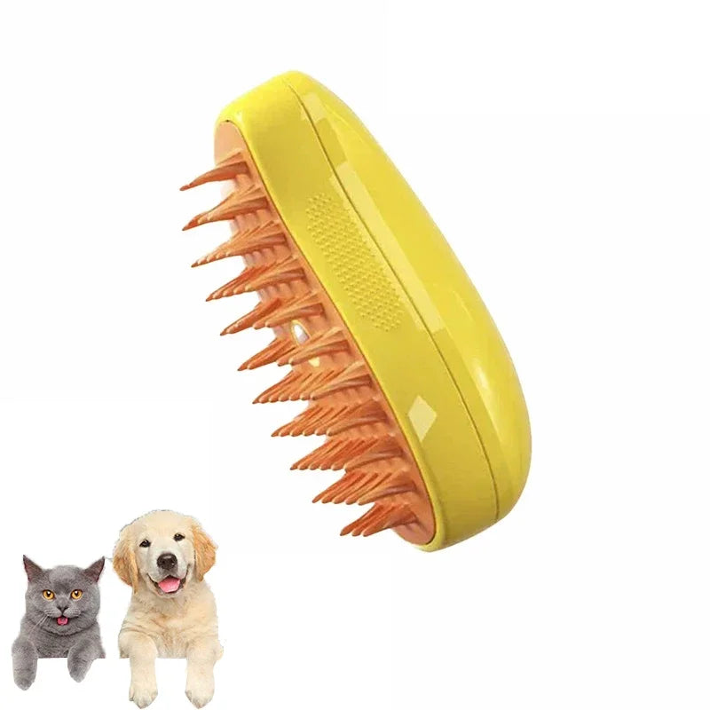 Electric Pet Steam Brush – 3-in-1 Grooming & Massage