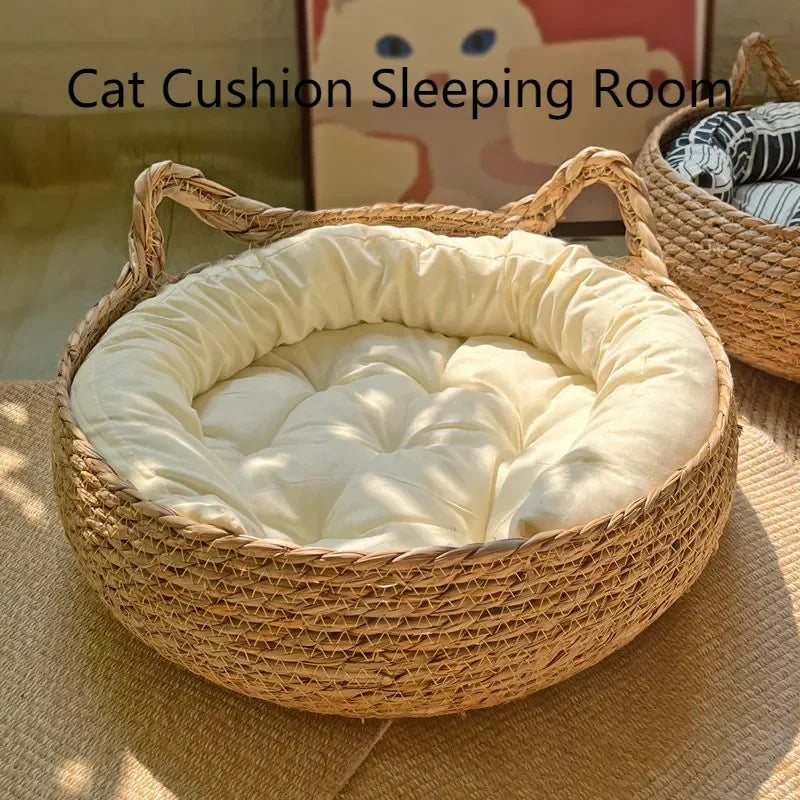 Natural Woven Cat Nest – Cozy & Washable