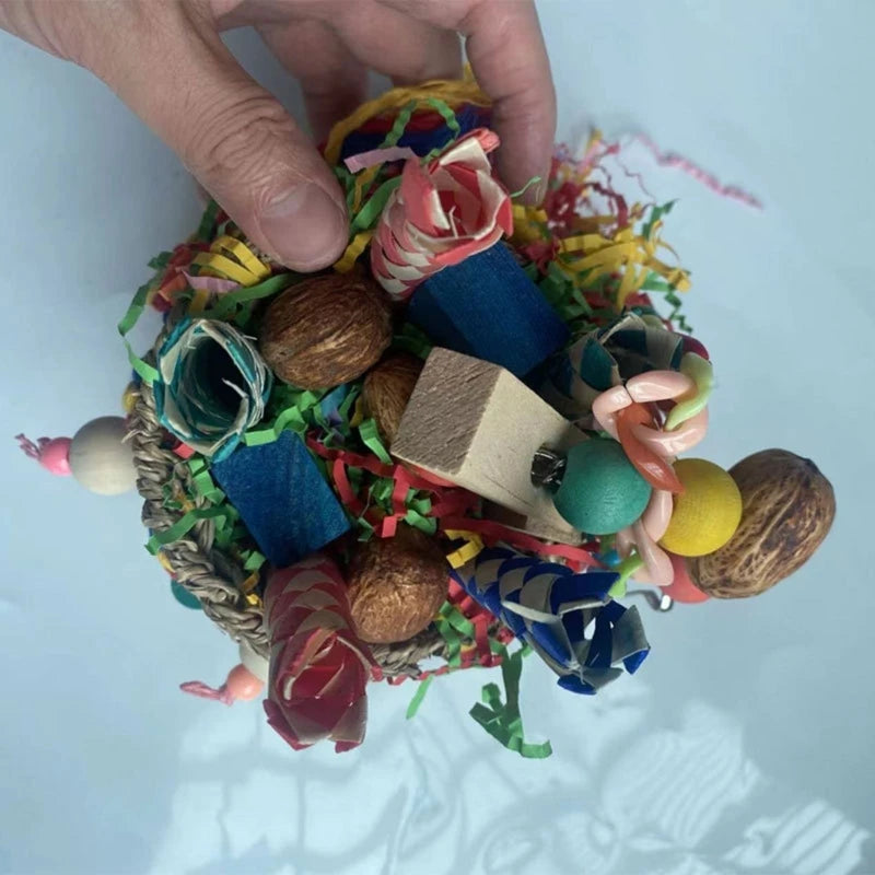 Hanging Seagrass Foraging Basket Toy for Birds