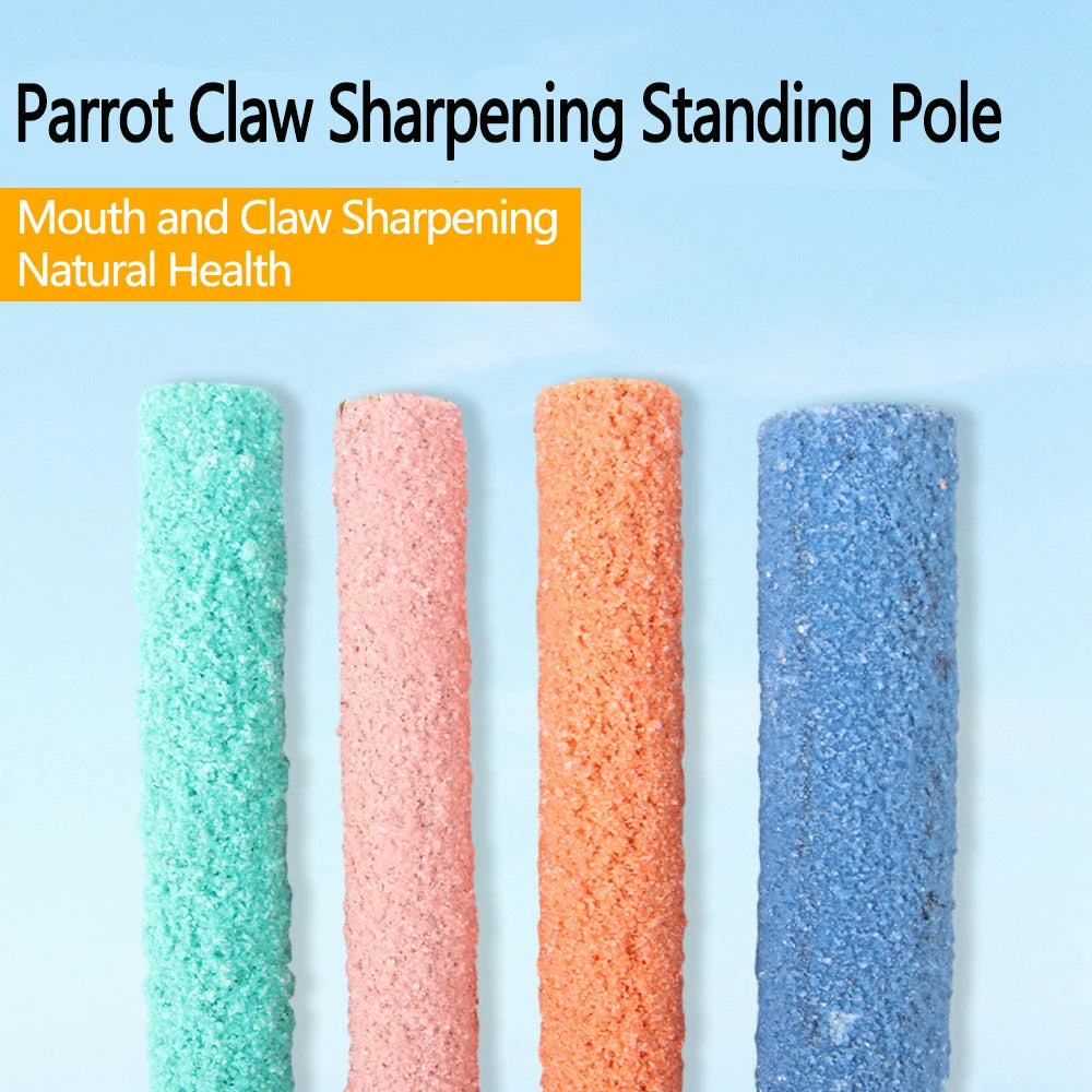 Wooden Bird Perch with Colored Quartz Sand