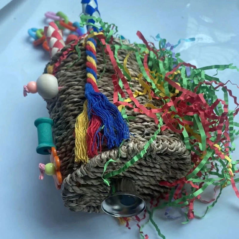 Hanging Seagrass Foraging Basket Toy for Birds