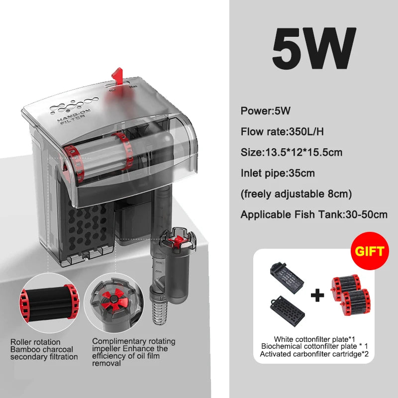 3-in-1 Hang-On Aquarium Filter