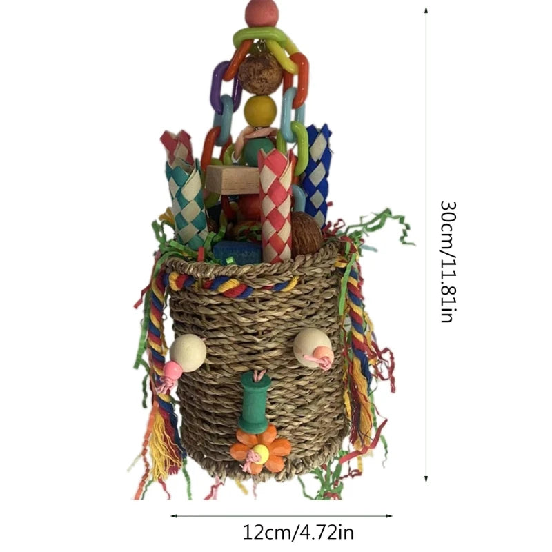 Hanging Seagrass Foraging Basket Toy for Birds