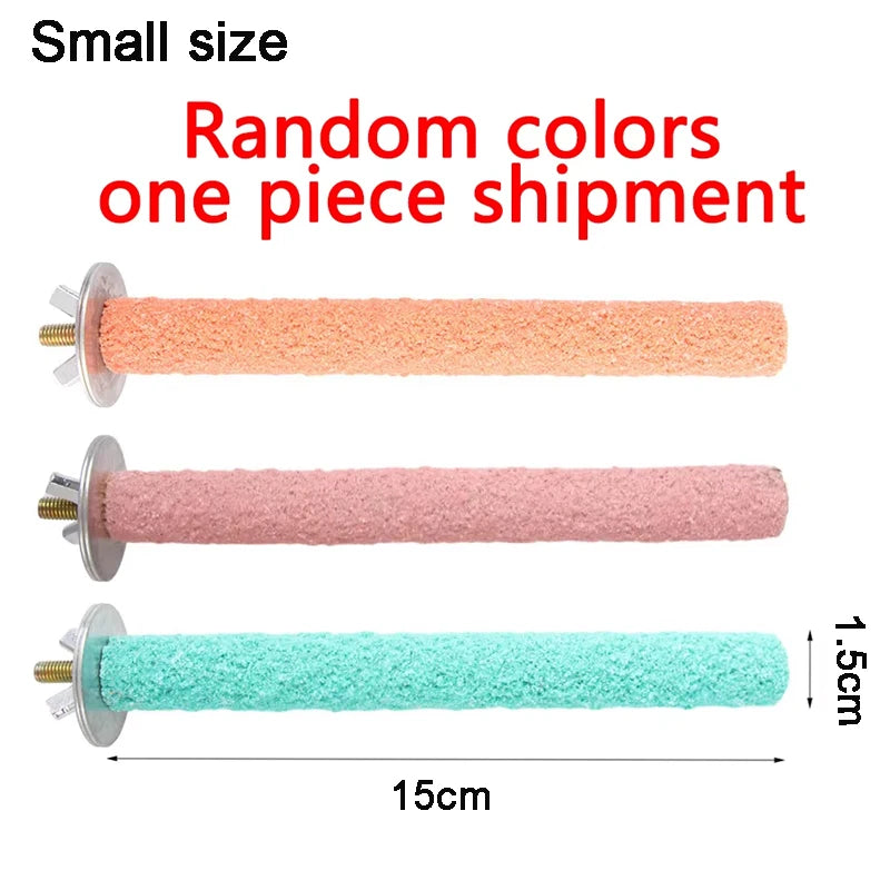 Wooden Bird Perch with Colored Quartz Sand